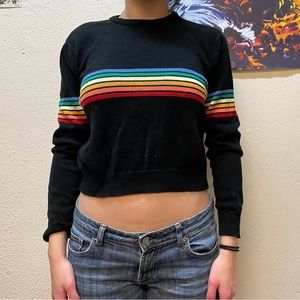 Black Brandy Melville Sweater with Rainbow Stripe